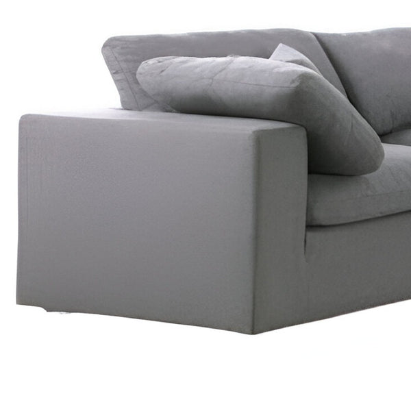 HomeRoots 65" Gray Fabric Modular Sofa - Sleek Armless Design, Supportive Comfort, and Stylish Black Legs 568279