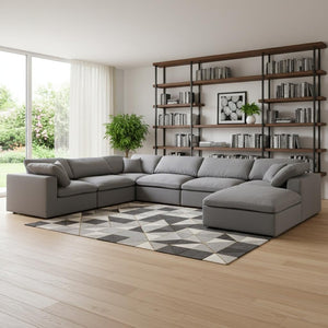 HomeRoots 65" Gray Fabric Modular Sofa - Sleek Armless Design, Supportive Comfort, and Stylish Black Legs 568279