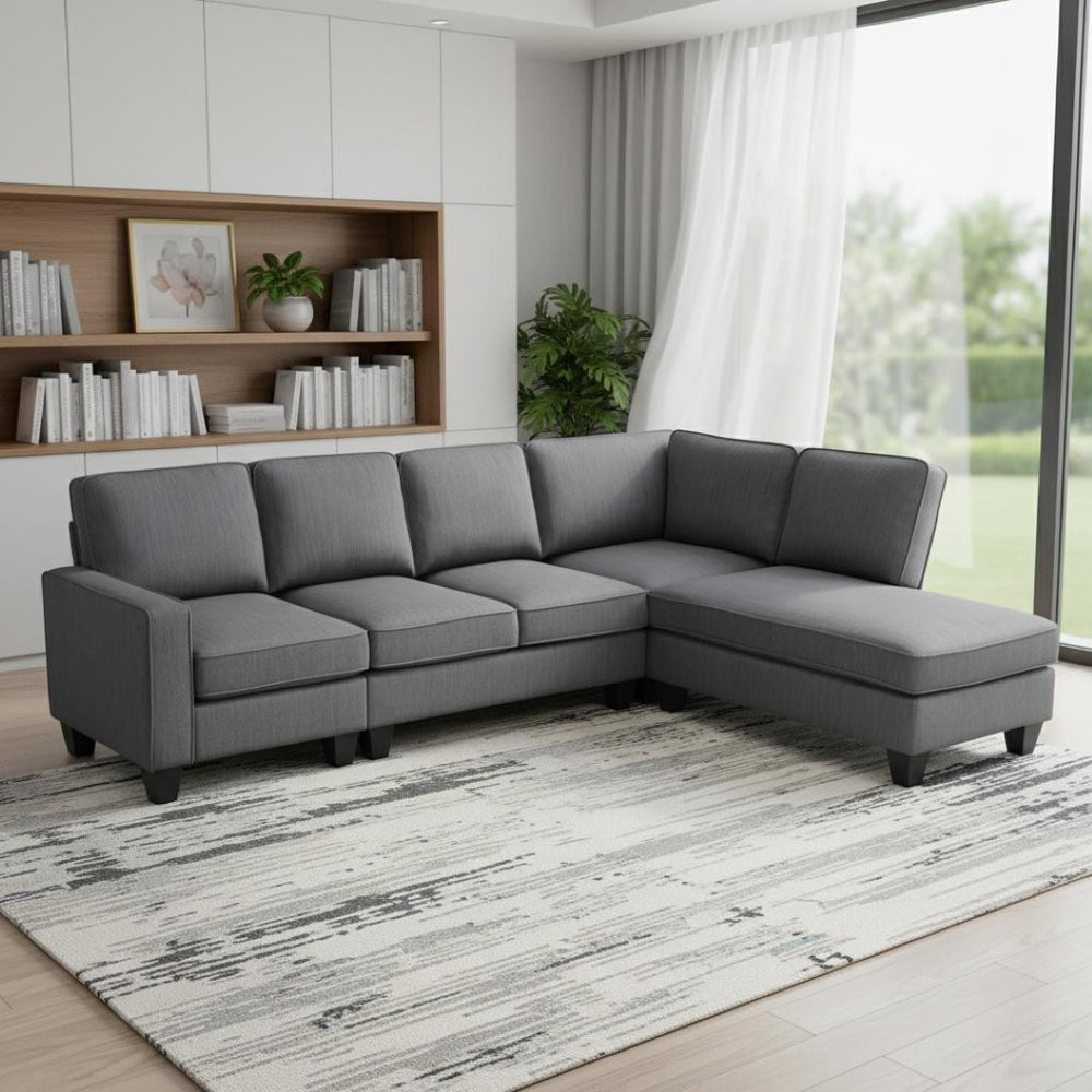 HomeRoots 79" Modern Dark Gray Modular Sofa with Black Legs - Stylish Comfort for Contemporary Living Spaces 568280