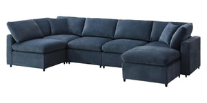 HomeRoots 65" Dark Blue Modular Sofa with Pocket-Spring Comfort, Armless Design & Removable Cushions for Flexibility 568281