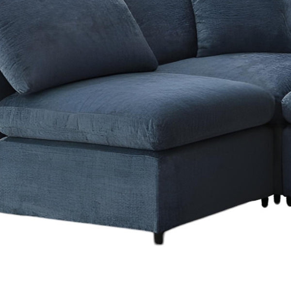 HomeRoots 65" Dark Blue Modular Sofa with Pocket-Spring Comfort, Armless Design & Removable Cushions for Flexibility 568281