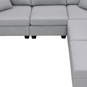 HomeRoots 60" Gray Fabric Modular Sofa - Contemporary Armless Design with Black Legs for Versatile Living Spaces 568282