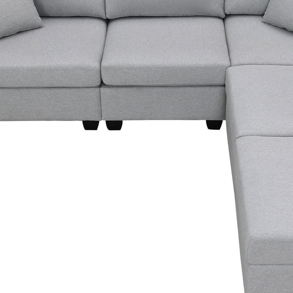HomeRoots 60" Gray Fabric Modular Sofa - Contemporary Armless Design with Black Legs for Versatile Living Spaces 568282