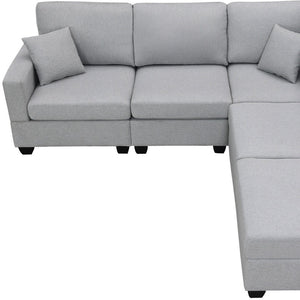 HomeRoots 60" Gray Fabric Modular Sofa - Contemporary Armless Design with Black Legs for Versatile Living Spaces 568282