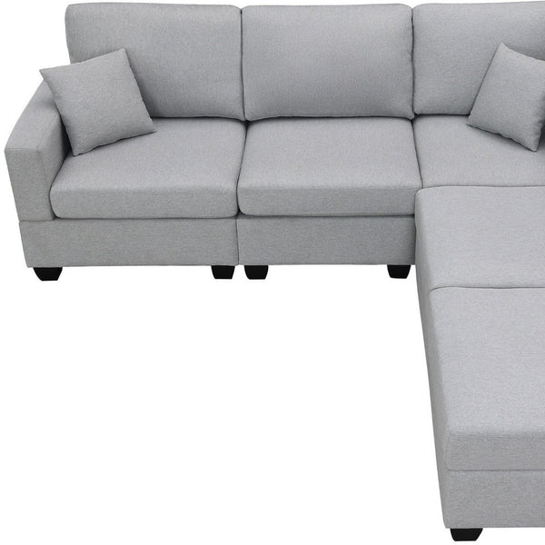 HomeRoots 60" Gray Fabric Modular Sofa - Contemporary Armless Design with Black Legs for Versatile Living Spaces 568282