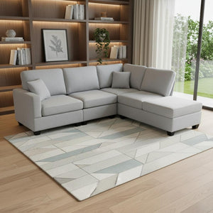 HomeRoots 60" Gray Fabric Modular Sofa - Contemporary Armless Design with Black Legs for Versatile Living Spaces 568282