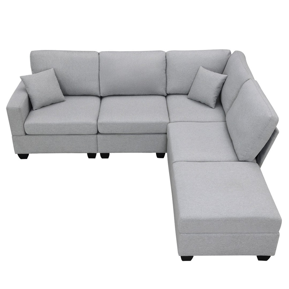 HomeRoots 60" Gray Fabric Modular Sofa - Contemporary Armless Design with Black Legs for Versatile Living Spaces 568282