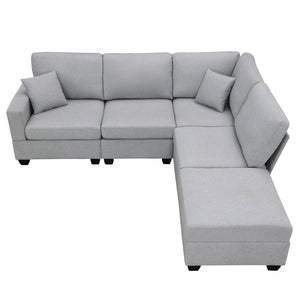 HomeRoots 60" Gray Fabric Modular Sofa - Contemporary Armless Design with Black Legs for Versatile Living Spaces 568282