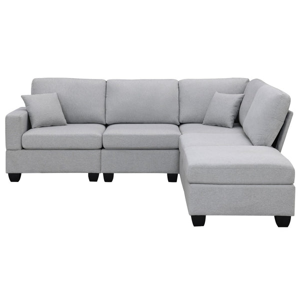 HomeRoots 60" Gray Fabric Modular Sofa - Contemporary Armless Design with Black Legs for Versatile Living Spaces 568282