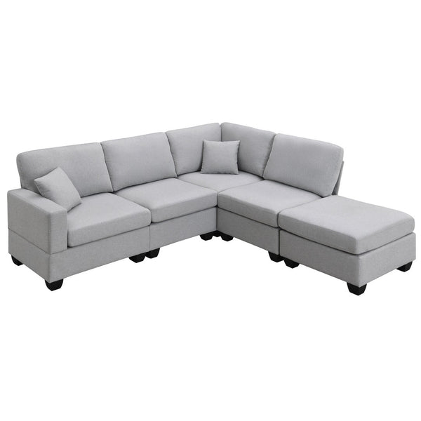 HomeRoots 60" Gray Fabric Modular Sofa - Contemporary Armless Design with Black Legs for Versatile Living Spaces 568282