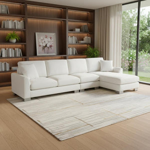 HomeRoots 55" White Fabric Modular Sofa - Stylish Armless Design with Black Legs for Modern Living Spaces 568283