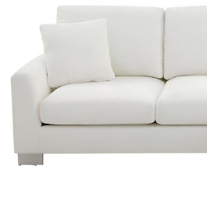 HomeRoots 55" White Fabric Modular Sofa - Stylish Armless Design with Black Legs for Modern Living Spaces 568283