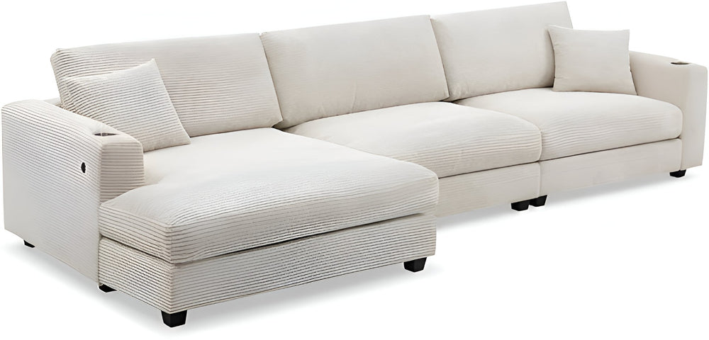 HomeRoots 54" Beige Modular Sofa with Removable Cushions, Black Legs - Stylish, Comfortable, Space-Saving Design 568284