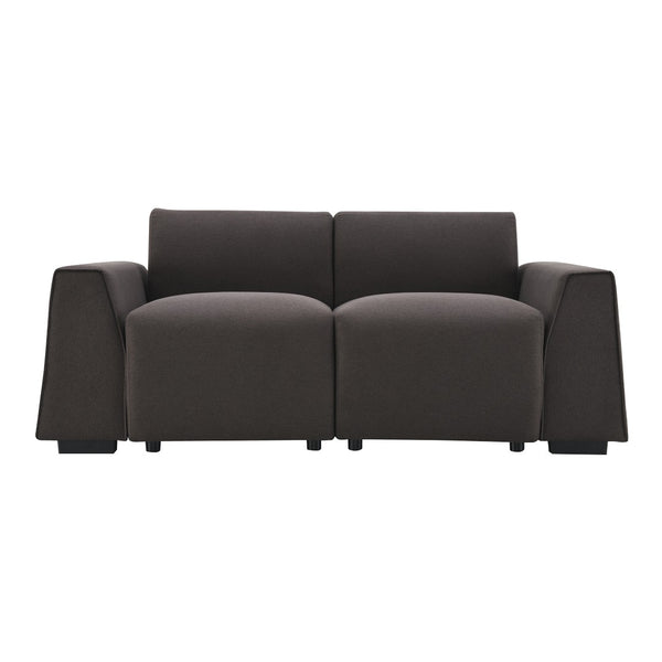 HomeRoots 36" Contemporary Dark Brown Fabric Sofa with Removable Cushions - Perfect for Small Spaces! 568285