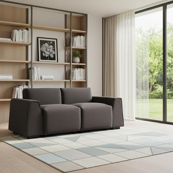 HomeRoots 36" Contemporary Dark Brown Fabric Sofa with Removable Cushions - Perfect for Small Spaces! 568285