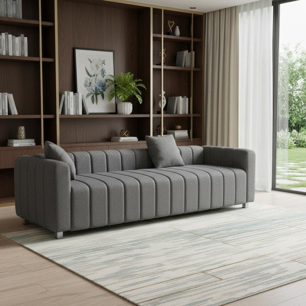HomeRoots 30" Gray Fabric Modular Sofa - Stylish Armless Design with Black Legs for Modern Living Spaces 568286