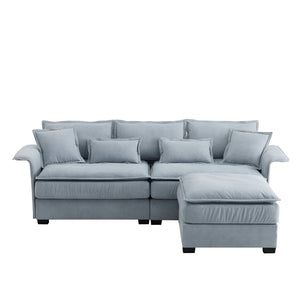 HomeRoots 66" Blue Modular Sofa with Sleek Black Legs – Contemporary Armless Design for Modern Living Spaces 568287