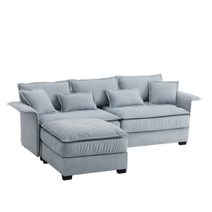 HomeRoots 66" Blue Modular Sofa with Sleek Black Legs – Contemporary Armless Design for Modern Living Spaces 568287