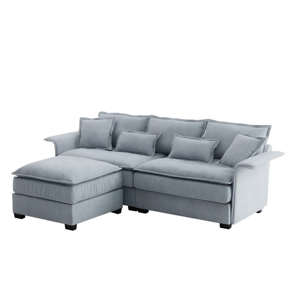 HomeRoots 66" Blue Modular Sofa with Sleek Black Legs – Contemporary Armless Design for Modern Living Spaces 568287