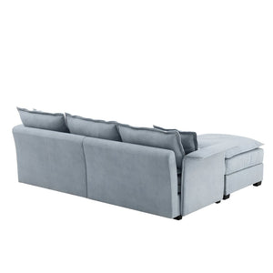 HomeRoots 66" Blue Modular Sofa with Sleek Black Legs – Contemporary Armless Design for Modern Living Spaces 568287