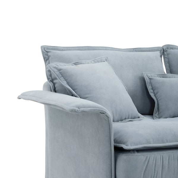 HomeRoots 66" Blue Modular Sofa with Sleek Black Legs – Contemporary Armless Design for Modern Living Spaces 568287