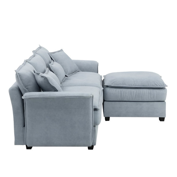 HomeRoots 66" Blue Modular Sofa with Sleek Black Legs – Contemporary Armless Design for Modern Living Spaces 568287