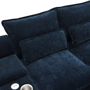 HomeRoots 55" Blue Fabric Modular Sofa with Pocket Spring Comfort, Removable Cushions & Sleek Black Legs 568288