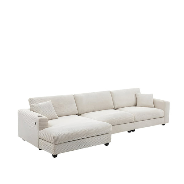 HomeRoots 54" Khaki Modular Sofa with Black Legs - Stylish Armless Design, Pocket-Spring Comfort & Versatility 568289