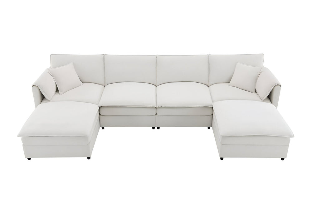 HomeRoots 66" Cream Fabric Modular Sofa with Black Legs - Stylish Comfort, Versatile Design for Modern Living Rooms 568290