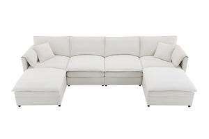 HomeRoots 66" Cream Fabric Modular Sofa with Black Legs - Stylish Comfort, Versatile Design for Modern Living Rooms 568290