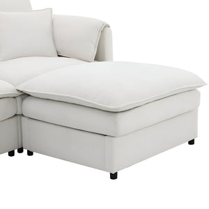 HomeRoots 66" Cream Fabric Modular Sofa with Black Legs - Stylish Comfort, Versatile Design for Modern Living Rooms 568290