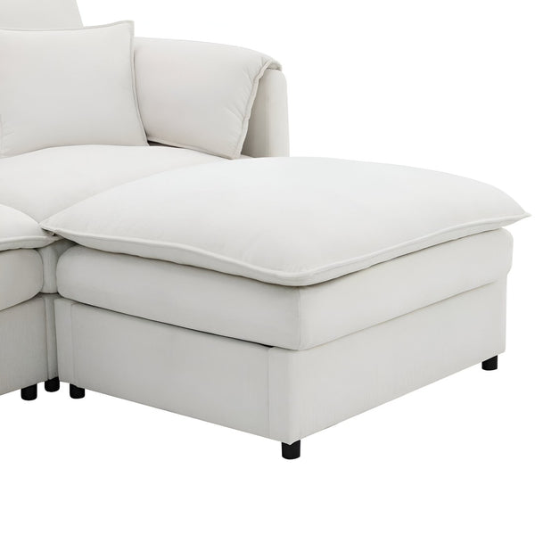 HomeRoots 66" Cream Fabric Modular Sofa with Black Legs - Stylish Comfort, Versatile Design for Modern Living Rooms 568290