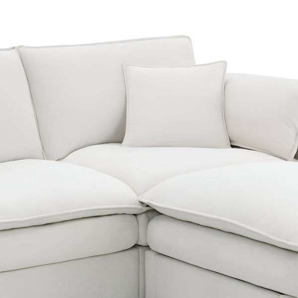 HomeRoots 66" Cream Fabric Modular Sofa with Black Legs - Stylish Comfort, Versatile Design for Modern Living Rooms 568290