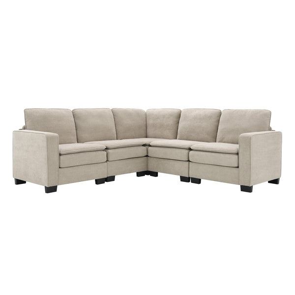 HomeRoots 89" Khaki Modular Sofa with Black Legs - Stylish Comfort for Modern Living Rooms & Flexible Layout Options 568292