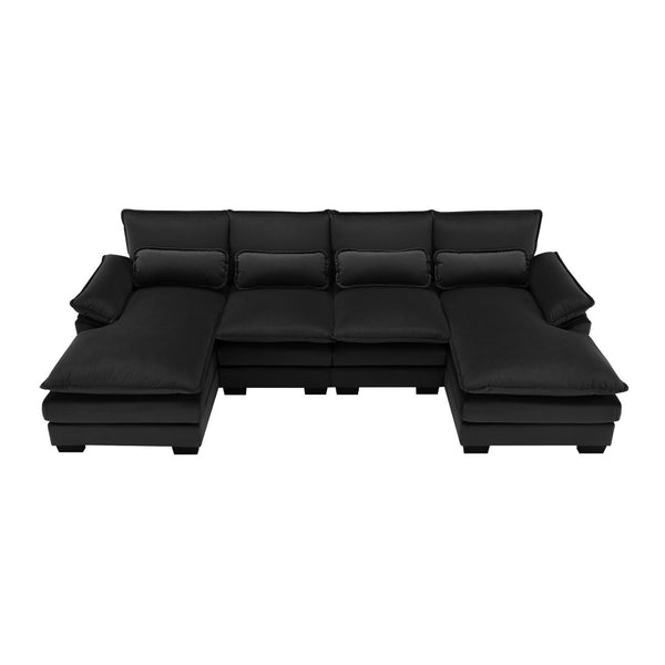 HomeRoots 55" Black Fabric Modular Sofa - Stylish Comfort, Durable Design, and Flexible Arrangements for Any Room 568293