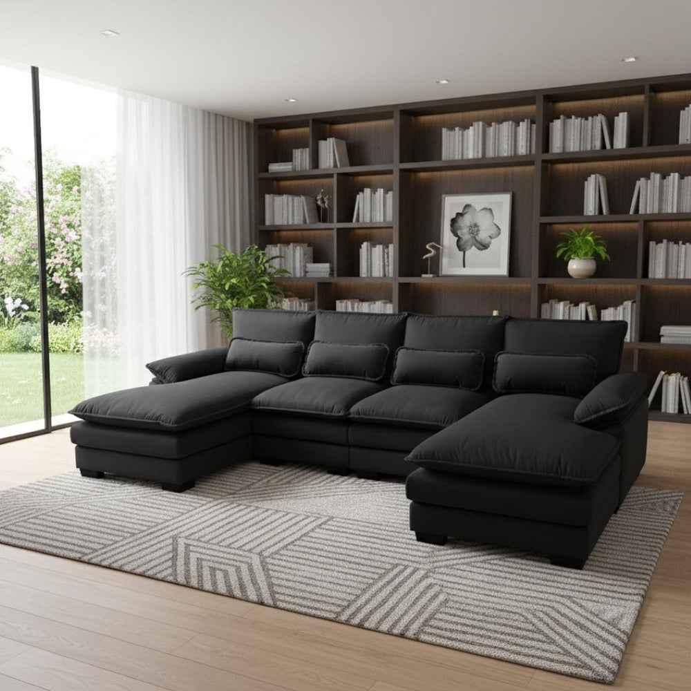 HomeRoots 55" Black Fabric Modular Sofa - Stylish Comfort, Durable Design, and Flexible Arrangements for Any Room 568293