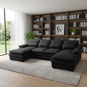 HomeRoots 55" Black Fabric Modular Sofa - Stylish Comfort, Durable Design, and Flexible Arrangements for Any Room 568293