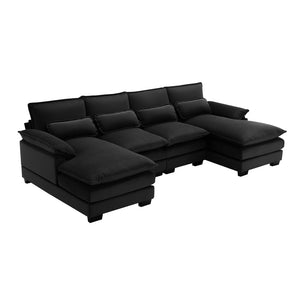HomeRoots 55" Black Fabric Modular Sofa - Stylish Comfort, Durable Design, and Flexible Arrangements for Any Room 568293