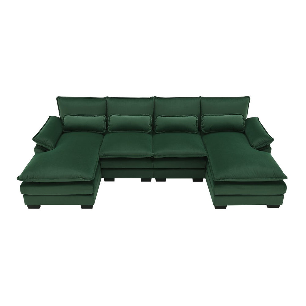 HomeRoots 55" Green Fabric Modular Sofa with Black Legs - Stylish, Compact Design for Modern Living Rooms! 568294