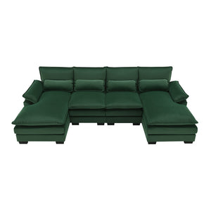 HomeRoots 55" Green Fabric Modular Sofa with Black Legs - Stylish, Compact Design for Modern Living Rooms! 568294