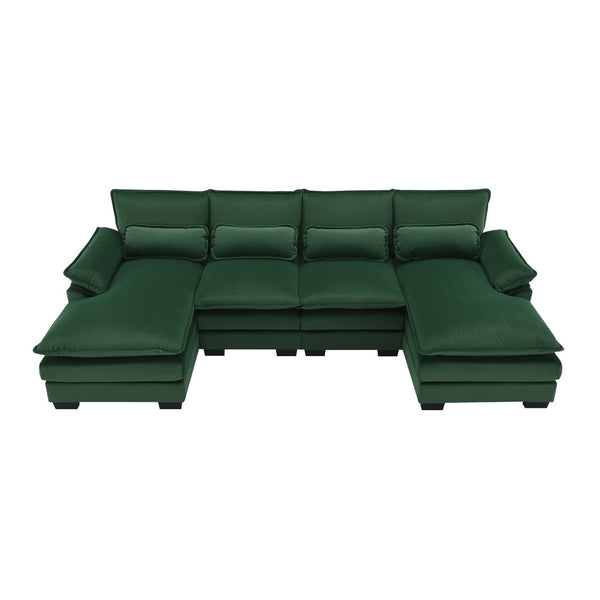 HomeRoots 55" Green Fabric Modular Sofa with Black Legs - Stylish, Compact Design for Modern Living Rooms! 568294