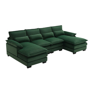 HomeRoots 55" Green Fabric Modular Sofa with Black Legs - Stylish, Compact Design for Modern Living Rooms! 568294