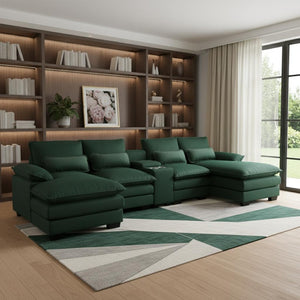 HomeRoots 55" Green Modular USB Sofa - Stylish Armless Design with Black Legs, Durable Comfort & Versatility 568295