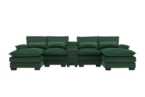 HomeRoots 55" Green Modular USB Sofa - Stylish Armless Design with Black Legs, Durable Comfort & Versatility 568295