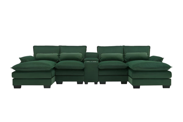 HomeRoots 55" Green Modular USB Sofa - Stylish Armless Design with Black Legs, Durable Comfort & Versatility 568295