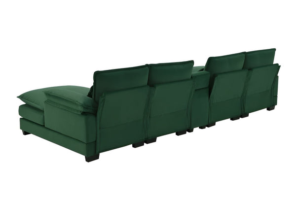 HomeRoots 55" Green Modular USB Sofa - Stylish Armless Design with Black Legs, Durable Comfort & Versatility 568295