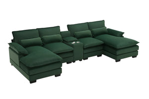 HomeRoots 55" Green Modular USB Sofa - Stylish Armless Design with Black Legs, Durable Comfort & Versatility 568295
