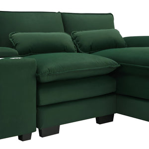 HomeRoots 55" Green Modular USB Sofa - Stylish Armless Design with Black Legs, Durable Comfort & Versatility 568295