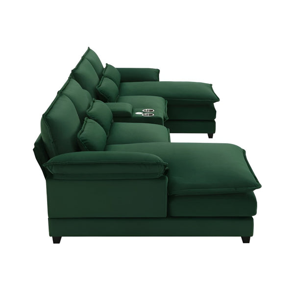 HomeRoots 55" Green Modular USB Sofa - Stylish Armless Design with Black Legs, Durable Comfort & Versatility 568295