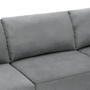 HomeRoots 116" Gray Fabric Modular Wood Sofa – Stylish, Spacious Seating for 5 with Durable Comfort & Flexibility 568296